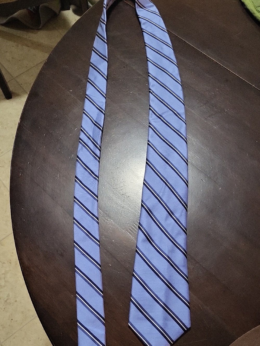 Tommy Hilfiger Light Blue Tie with Navy and White Stripes